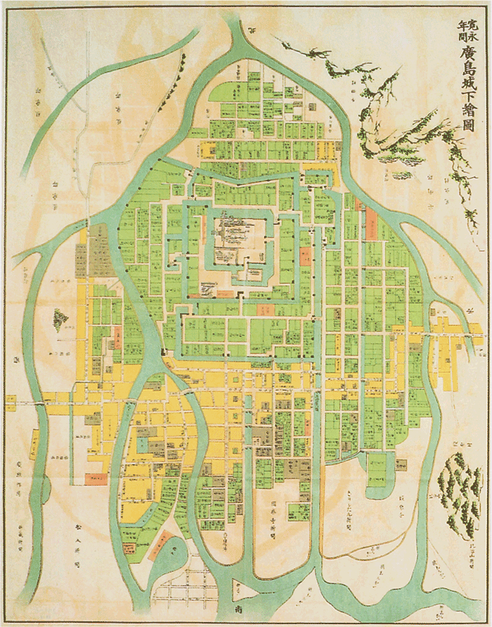 横川の歴史 江戸時代初期の広島城下図